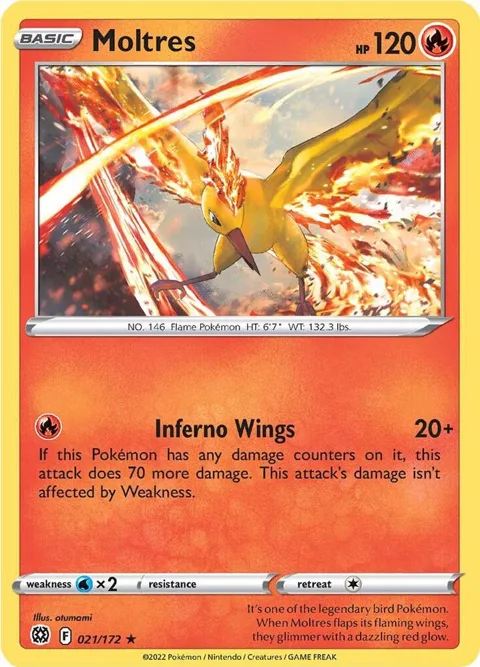 Moltres #021/172 Reverse Holofoil Pokémon card from Brilliant Stars