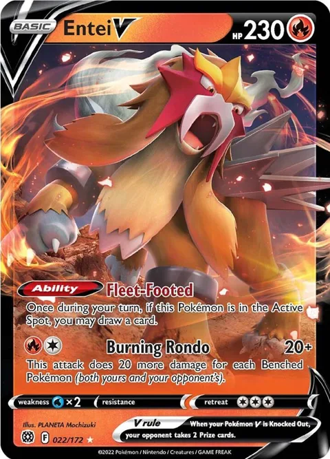 Entei V #022/172 Holofoil Pokémon card from Brilliant Stars