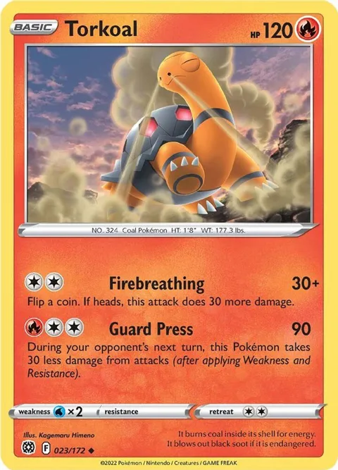 Torkoal #023/172 Reverse Holofoil Pokémon card from Brilliant Stars