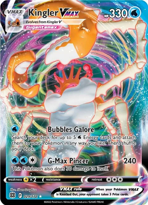 Kingler VMAX #029/172 Holofoil Pokémon card from Brilliant Stars