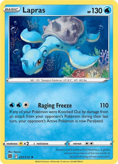 Lapras #031/172 Reverse Holofoil Pokémon card from Brilliant Stars