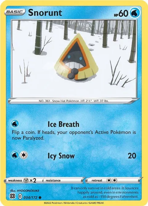 Snorunt #034/172 Reverse Holofoil Pokémon card from Brilliant Stars