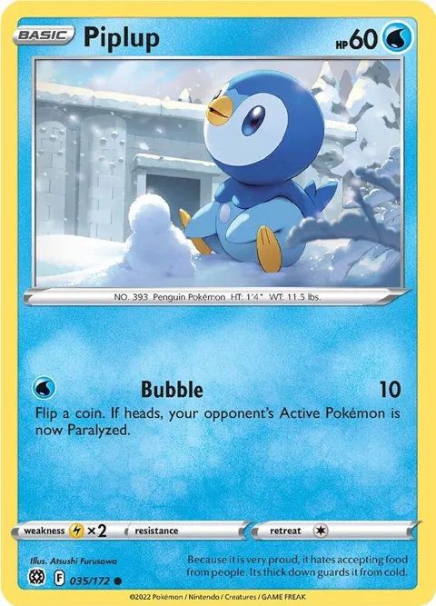 Piplup #035/172 Pokémon card from Brilliant Stars