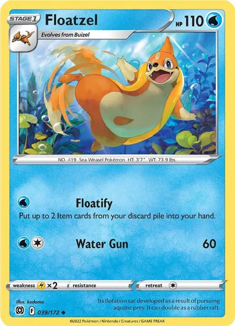 Floatzel #039/172 Reverse Holofoil Pokémon card from Brilliant Stars