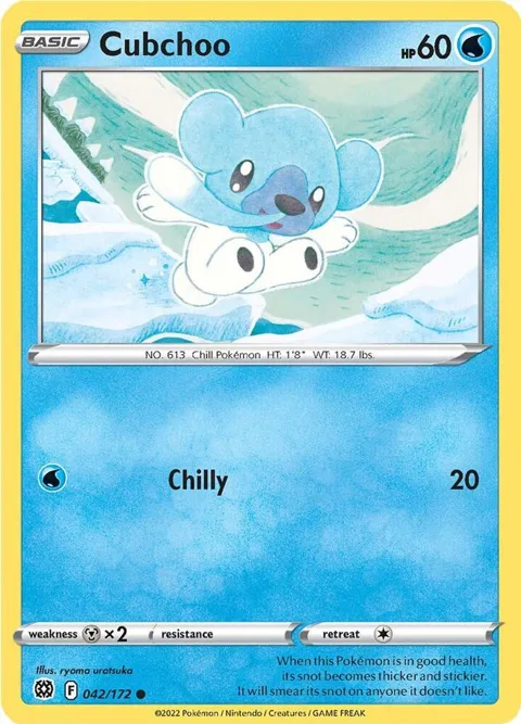 Cubchoo #042/172 Reverse Holofoil Pokémon card from Brilliant Stars