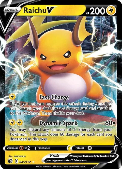 Raichu V #045/172 Holofoil Pokémon card from Brilliant Stars
