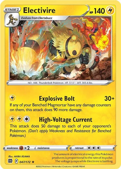 Electivire #047/172 Pokémon card from Brilliant Stars