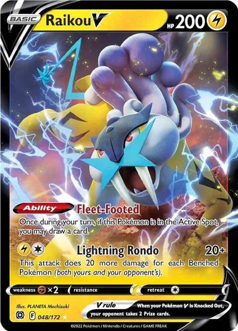 Raikou V #048/172 Holofoil Pokémon card from Brilliant Stars