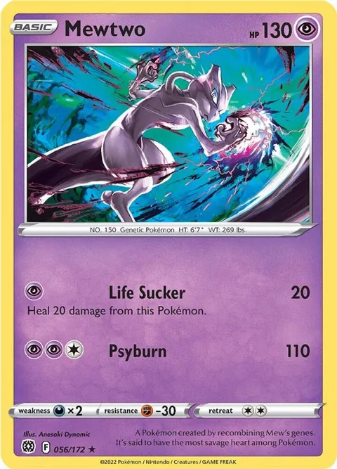 Mewtwo #056/172 Reverse Holofoil Pokémon card from Brilliant Stars