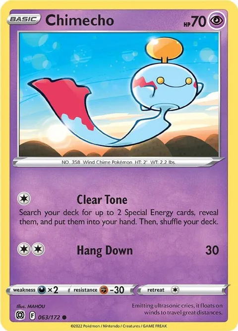 Chimecho #063/172 Reverse Holofoil Pokémon card from Brilliant Stars