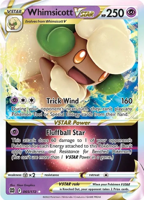 Whimsicott VSTAR #065/172 Holofoil Pokémon card from Brilliant Stars