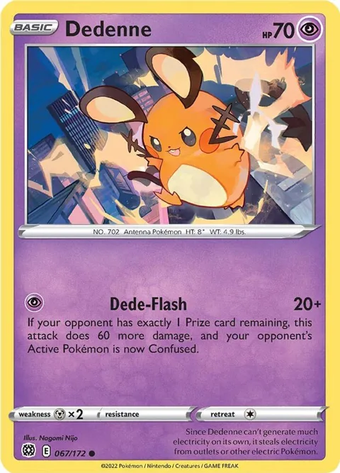 Dedenne #067/172 Reverse Holofoil Pokémon card from Brilliant Stars
