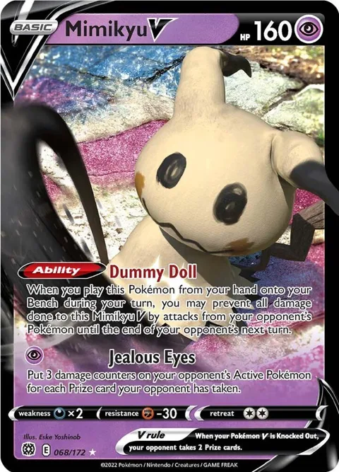 Mimikyu V #068/172 Holofoil Pokémon card from Brilliant Stars
