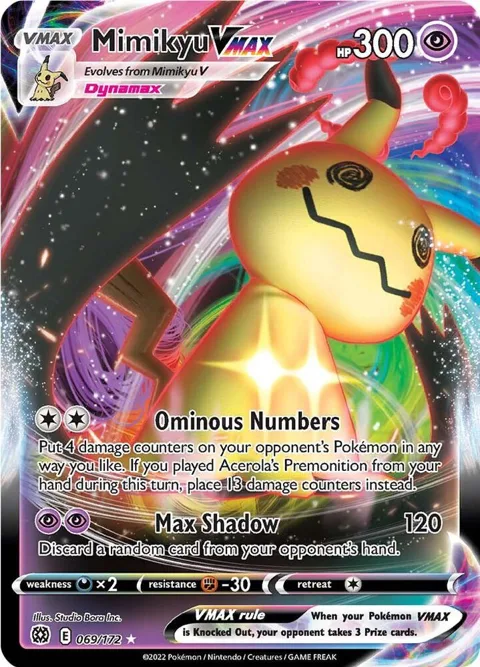 Mimikyu VMAX #069/172 Holofoil Pokémon card from Brilliant Stars