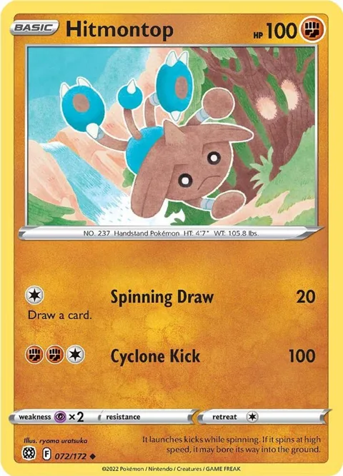 Hitmontop #072/172 Reverse Holofoil Pokémon card from Brilliant Stars