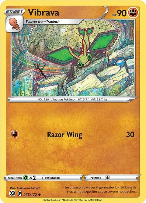 Vibrava #075/172 Reverse Holofoil Pokémon card from Brilliant Stars