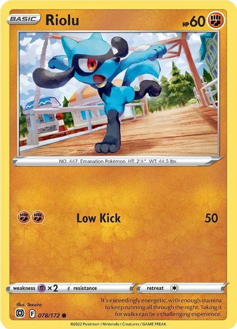 Riolu #078/172 Reverse Holofoil Pokémon card from Brilliant Stars