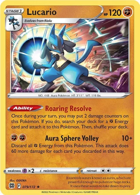 Lucario #079/172 Reverse Holofoil Pokémon card from Brilliant Stars