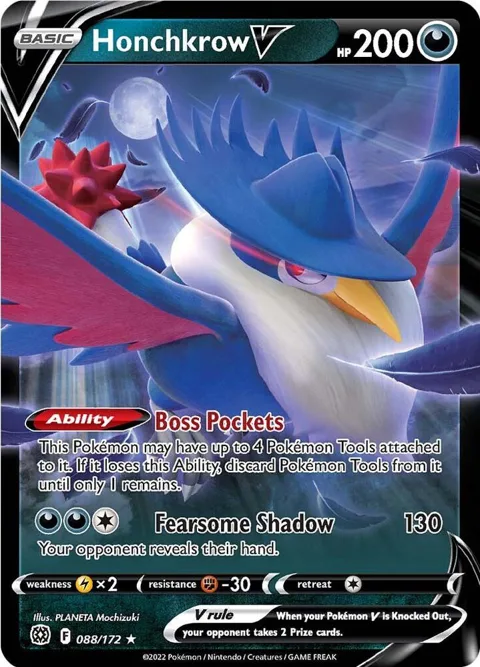 Honchkrow V #088/172 Holofoil Pokémon card from Brilliant Stars