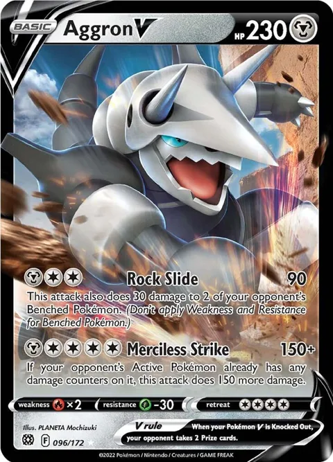 Aggron V #096/172 Holofoil Pokémon card from Brilliant Stars