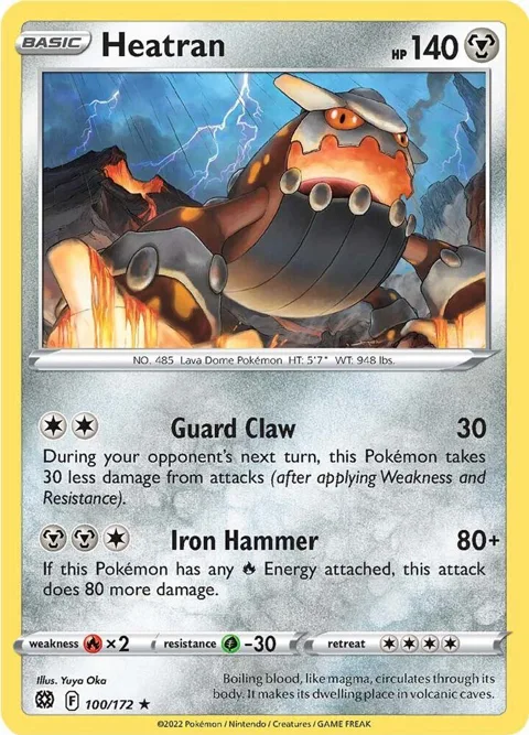 Heatran #100/172 Reverse Holofoil Pokémon card from Brilliant Stars