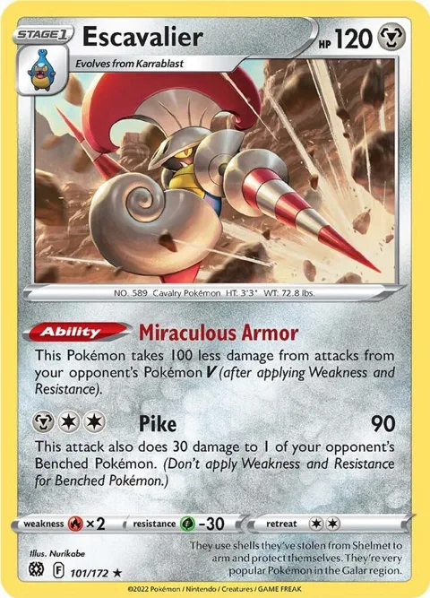Escavalier #101/172 Pokémon card from Brilliant Stars