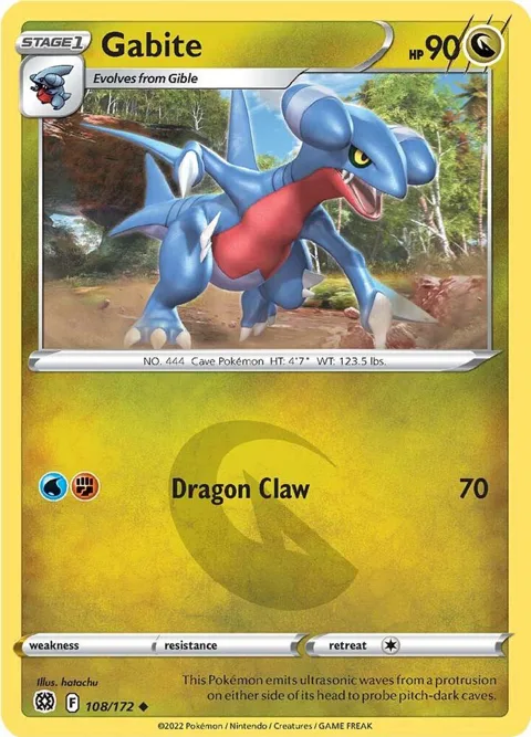 Gabite #108/172 Reverse Holofoil Pokémon card from Brilliant Stars