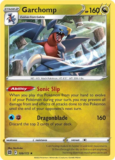 Garchomp #109/172 Reverse Holofoil Pokémon card from Brilliant Stars