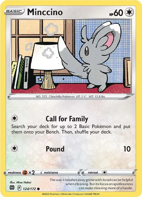 Minccino #124/172 Reverse Holofoil Pokémon card from Brilliant Stars