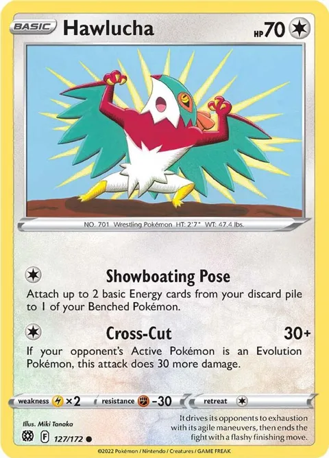 Hawlucha #127/172 Reverse Holofoil Pokémon card from Brilliant Stars
