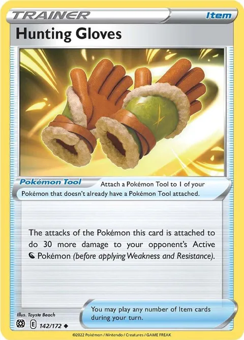 Hunting Gloves #142/172 Reverse Holofoil Pokémon card from Brilliant Stars