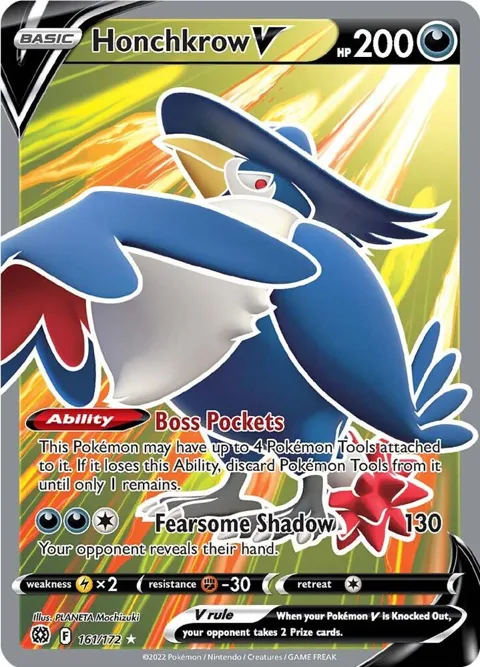 Honchkrow V Full Art #161/172 Holofoil Pokémon card from Brilliant Stars