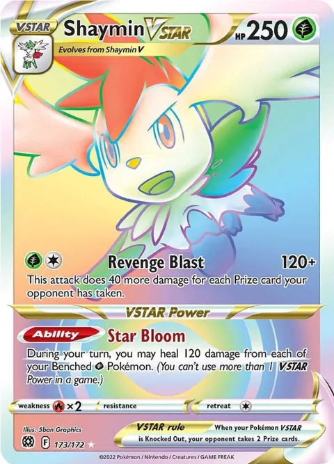 Shaymin VSTAR Secret Rare #173/172 Holofoil Pokémon card from Brilliant Stars