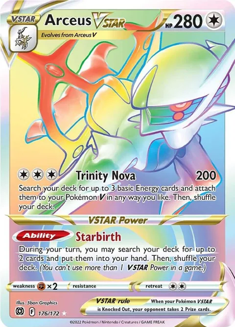 Arceus VSTAR Secret Rare 176 #176/172 Holofoil Pokémon card from Brilliant Stars