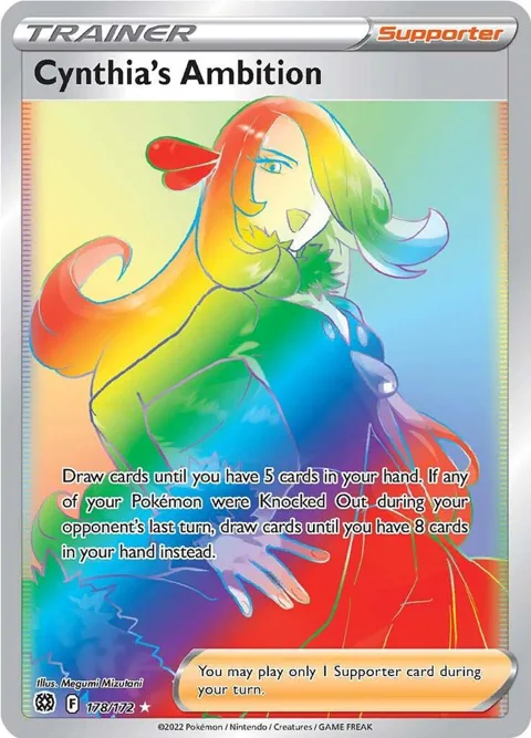 Cynthia's Ambition Secret Rare #178/172 Holofoil Pokémon card from Brilliant Stars