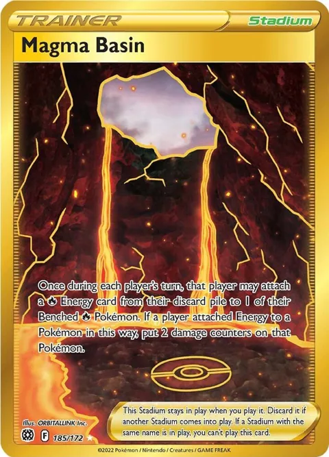 Magma Basin Secret Rare #185/172 Holofoil Pokémon card from Brilliant Stars