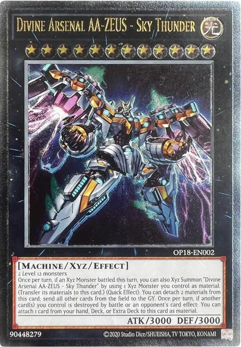 Divine Arsenal AA-ZEUS - Sky Thunder Ultimate Rare OP18-EN002 Yu-Gi-Oh card from OTS Tournament Pack 18