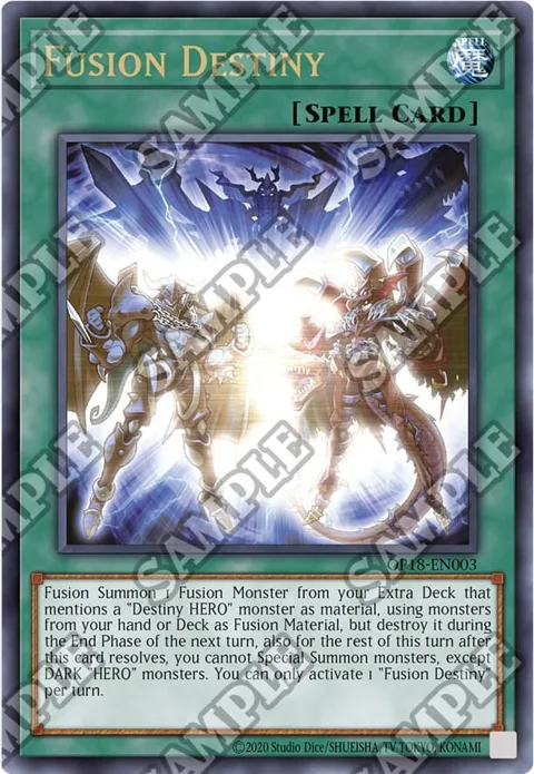 Fusion Destiny Ultimate Rare OP18-EN003 Yu-Gi-Oh card from OTS Tournament Pack 18