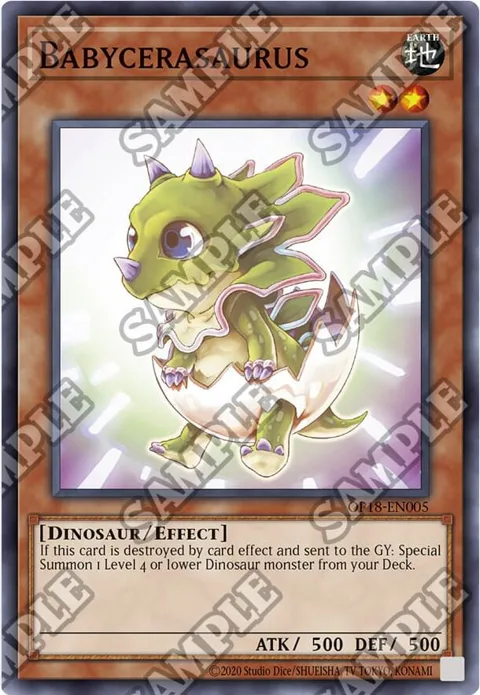 Babycerasaurus OP18-EN005 Yu-Gi-Oh card from OTS Tournament Pack 18