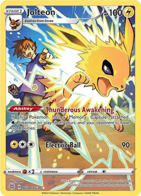 Jolteon #TG04/TG30 Holofoil Pokémon card from Brilliant Stars Trainer Gallery