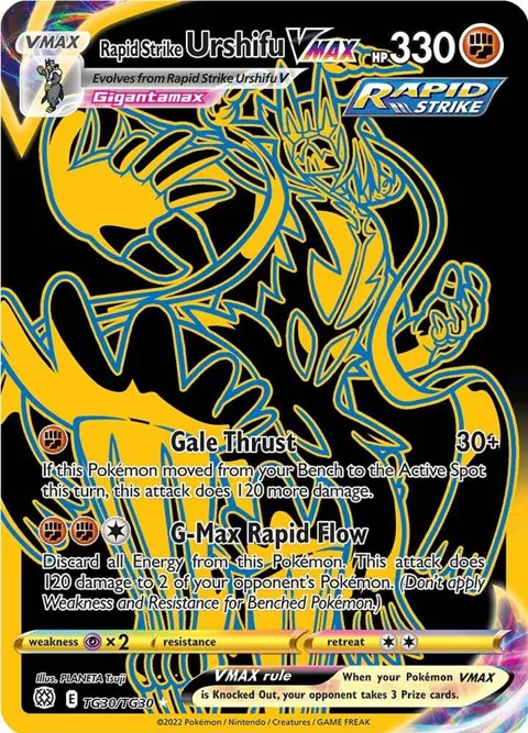 Rapid Strike Urshifu VMAX Secret Rare #TG30/TG30 Holofoil Pokémon card from Brilliant Stars Trainer Gallery