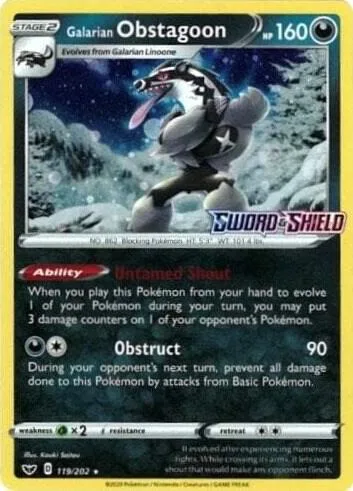 Galarian Obstagoon - 119/202 Cosmos Holo #119/202 Holofoil Pokémon card from Miscellaneous Cards & Products