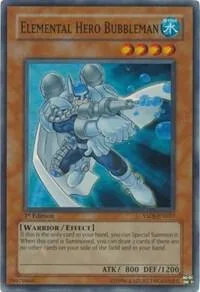 Elemental HERO Bubbleman YSDJ-EN017 Unlimited Yu-Gi-Oh card from Starter Deck: Jaden Yuki