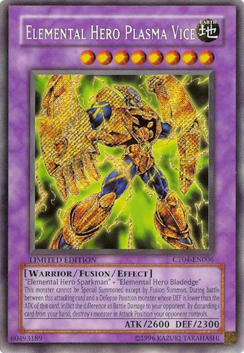 Elemental HERO Plasma Vice CT04-EN006 Yu-Gi-Oh card from 2007 Collectors Tin