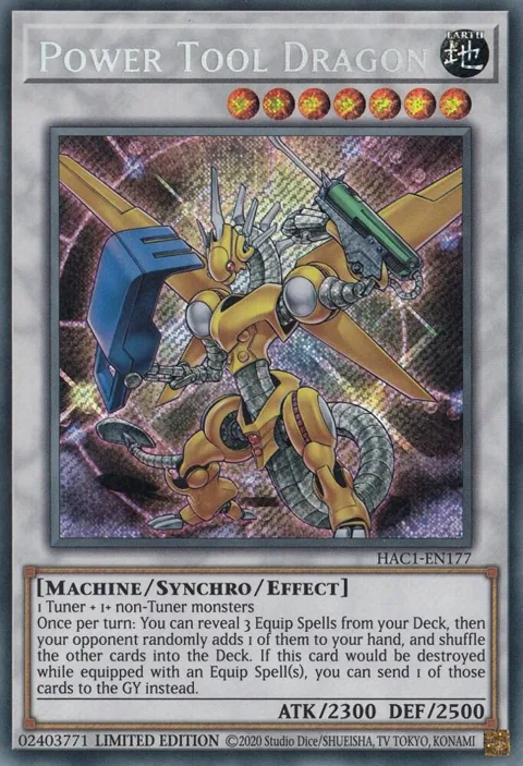 Power Tool Dragon HAC1-EN177 Yu-Gi-Oh card from Hidden Arsenal: Chapter 1