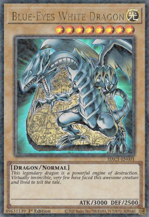 Blue-Eyes White Dragon Duel Terminal HAC1-EN001 Yu-Gi-Oh card from Hidden Arsenal: Chapter 1