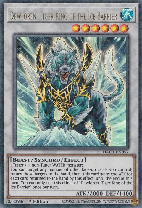 Dewloren, Tiger King of the Ice Barrier Duel Terminal HAC1-EN052 Yu-Gi-Oh card from Hidden Arsenal: Chapter 1