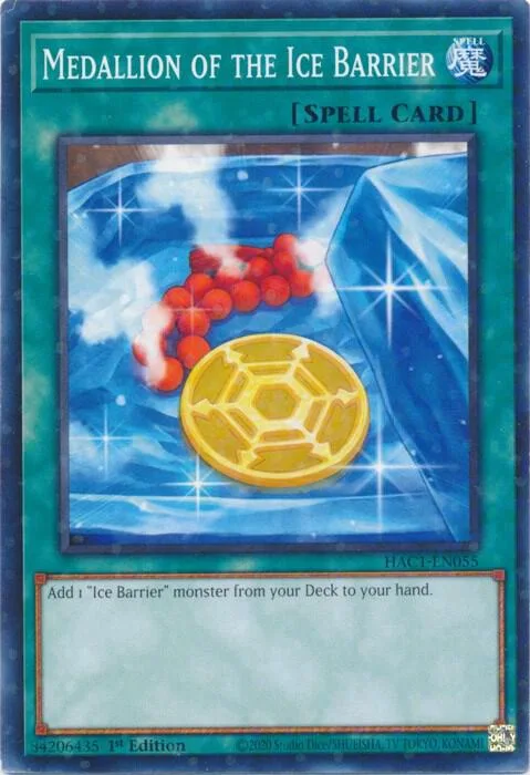Medallion of the Ice Barrier Duel Terminal HAC1-EN055 Yu-Gi-Oh card from Hidden Arsenal: Chapter 1