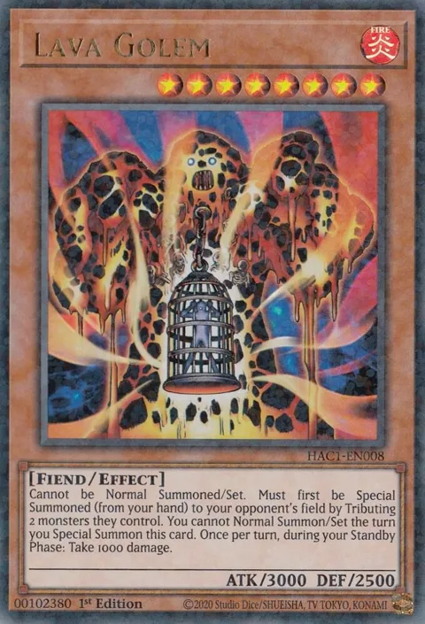 Lava Golem Duel Terminal HAC1-EN008 Yu-Gi-Oh card from Hidden Arsenal: Chapter 1