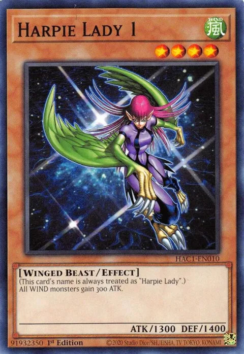 Harpie Lady 1 HAC1-EN010 Yu-Gi-Oh card from Hidden Arsenal: Chapter 1